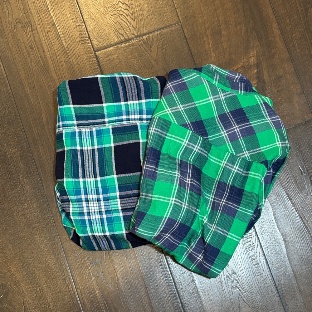 GAP Green and Navy Plaid Button-Down Shirts